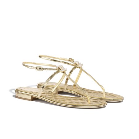 Laminated Lambskin & Jewel Gold Sandals | CHANEL