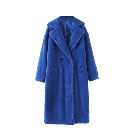 Blue SAMUE Faux Fur Teddy Bear Coat | JessicaBuurman