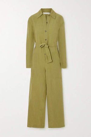 Linen-blend Jumpsuit - Army green