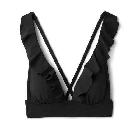 Women's Ruffle V-neck Longline Triangle Bikini Top - Shade & Shore™ : Target