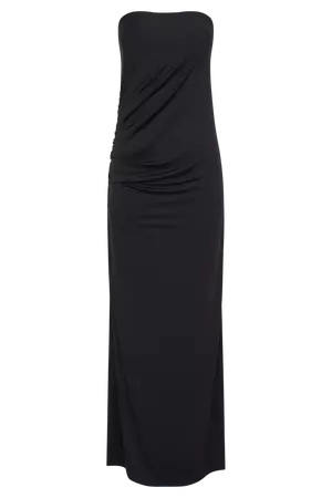 Astraea Recycled Nylon Drape Maxi Dress - Black - MESHKI