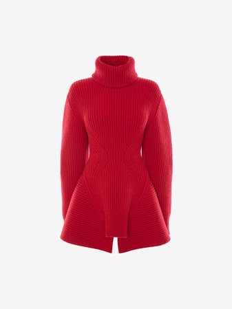 red wool knit dress