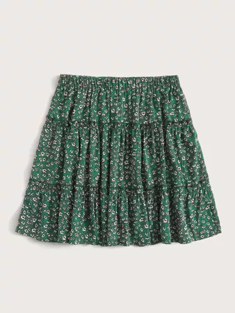 Elastic Waist Ditsy Floral Print Mini Skirt | SHEIN USA