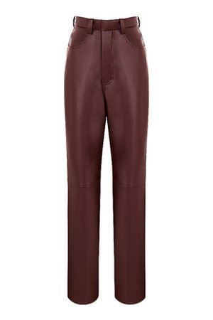 Clothing : Trousers : 'Inaya' Dark Brown Stretch Vegan Leather Trousers