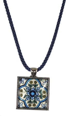 Amazon.com: 'Talavera Style', Mexican Tile Glass Cabochon Necklace, 20-24 Inches Adjustable (Style 8) : Clothing, Shoes & Jewelry