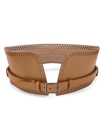 Alaïa Lasercut Leather Corset Belt | SaksFifthAvenue