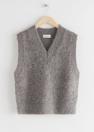 Oversized Wool Knit Vest - Mole - Sweaters - & Other Stories