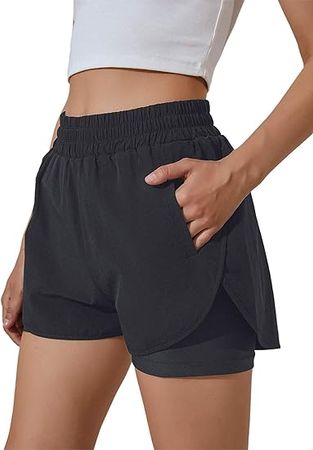 Amazon.com: BMJL Women's Running Shorts Elastic Waistband High Waisted Short Pocket Sporty Workout Short Gym Athletic Shorts Pant (L, Black) : Clothing, Shoes & Jewelry