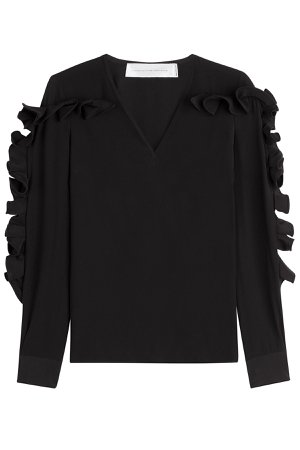 Heavy Silk Top with Structured Ruffle Sleeves Gr. UK 14