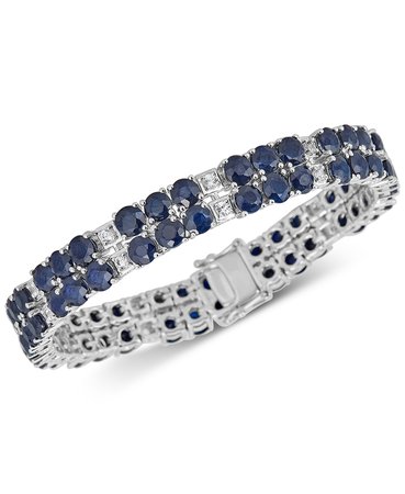 Macy's Sterling Silver Sapphire & White Topaz Tennis Bracelet