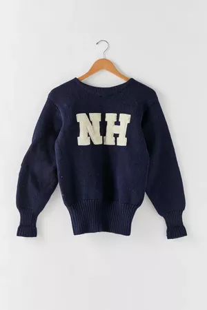 Vintage Navy Pullover Varsity Sweater | Urban Outfitters