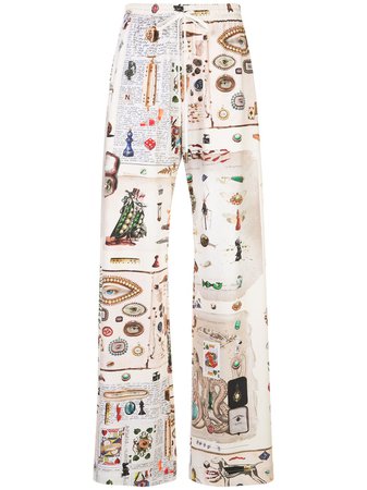 Shop multicolour Monse Objects print palazzo trousers with Express Delivery - Farfetch