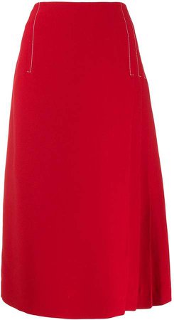 pleated-detail midi skirt
