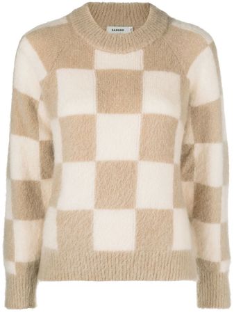 SANDRO checkered-knit Jumper - Farfetch