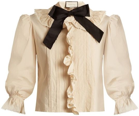 Beige Blouse and Bow