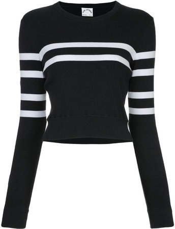 stripe detail cropped sweatshirt