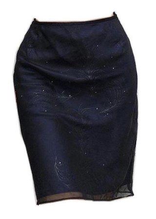midnight blue midi skirt