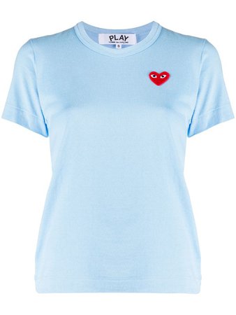 Shop Comme Des Garçons Play heart logo embroidered T-shirt with Express Delivery - FARFETCH