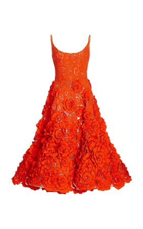 Rosette Faille Midi Dress By Oscar De La Renta | Moda Operandi