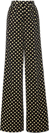 Marc Jacobs Polka-Dot Cotton-Velvet Flared Pants Size: 0
