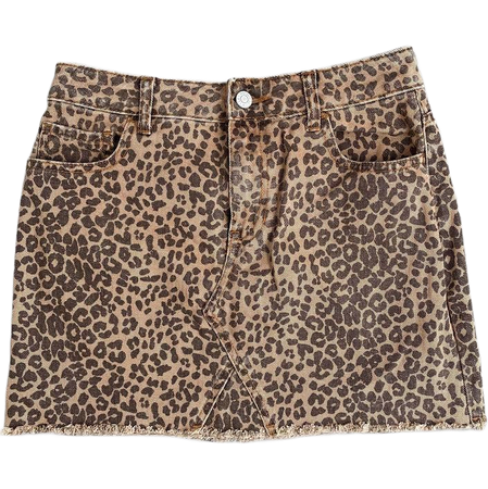 denim cheetah mini skirt