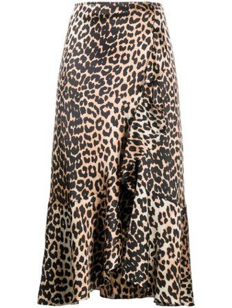 GANNI leopard print high-waisted skirt