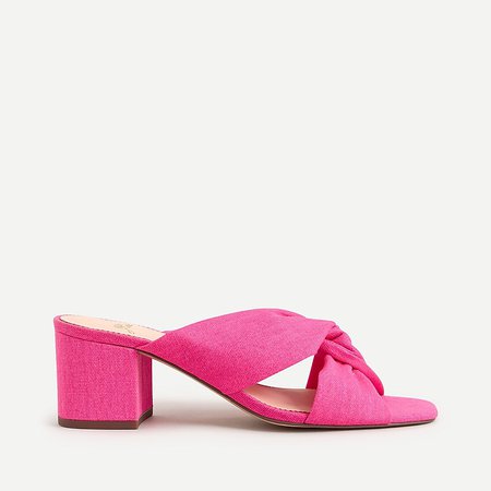 J.Crew: Odette Block Heel Twisted Knot Sandal In Neon Flamingo pink