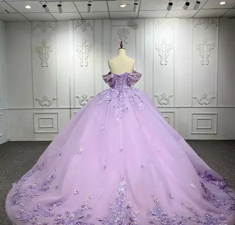 Purple Quinceanera Flower Bow Ball Gown Dress – TulleLux Bridal Crowns & Accessories