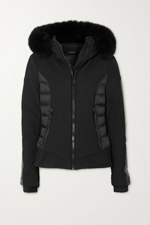 Black Kaja hooded faux fur-trimmed paneled down ski jacket | Goldbergh | NET-A-PORTER