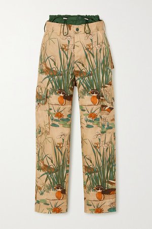1 Jw Anderson Printed Cotton-twill Tapered Cargo Pants - Beige
