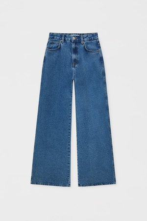 Medium blue super wide-leg jeans - pull&bear