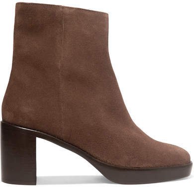 Ellen Suede Platform Ankle Boots - Chocolate