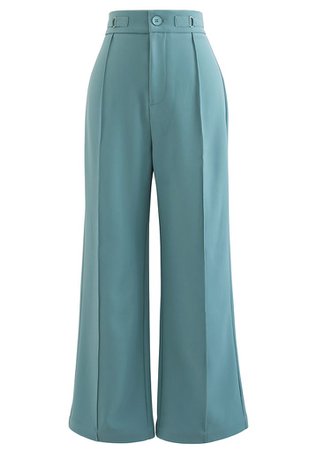Seamed Front Straight Leg Pants in Teal - Retro, Indie and Unique Fashion