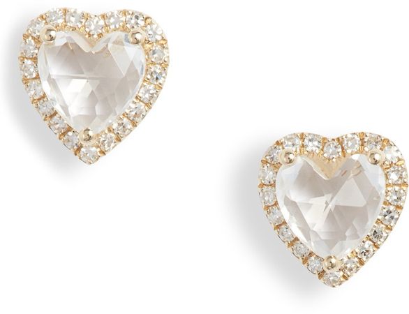 Diamond & Topaz Heart Stud Earrings