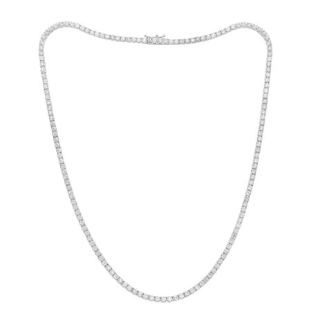 14K White Gold Diamond Tennis Necklace, Features 3.13Cts of Round Diamonds For Sale at 1stDibs