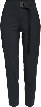 Belted Tropical Wool Blend Ankle Pants