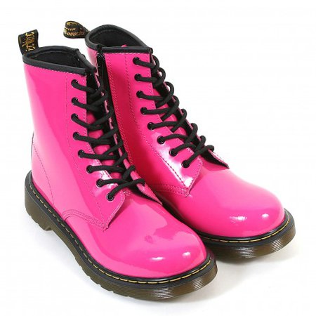 Dr Martens Youth Leather Lace Up / Zip Boot Hot Pink Patent