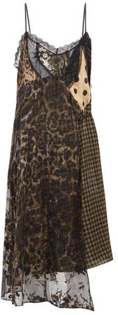 Leah Velvet And Lace Panel Slip Dress - Womens - Black Multi