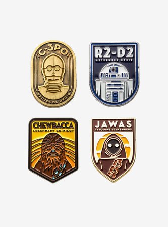 Star Wars R2-D2, C-3PO, Chewbacca and Jawas Pin Set