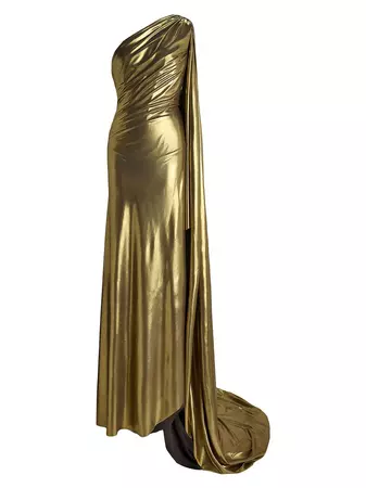 Shop Ralph Lauren Collection Jackeline Foil Metallic One-Shoulder Gown | Saks Fifth Avenue