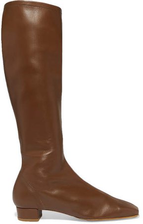 Edie Leather Knee Boots - Brown