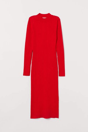 Fine-knit Dress - Red