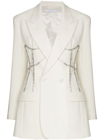 AREA crystal-embellished double-breasted Blazer - Farfetch