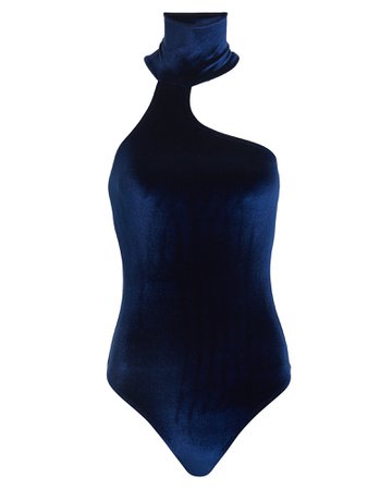 Alix | Carmine Asymmetric Velvet Bodysuit | INTERMIX®