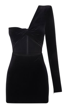 Alex Perry Greer One-Shoulder Velvet Mini Dress
