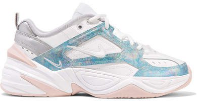 M2k Tekno Leather, Mesh And Satin Sneakers - White