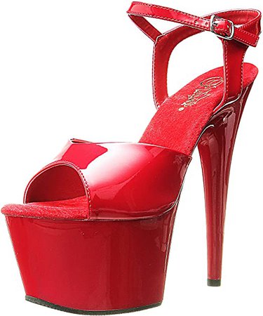 (Red Patent) Pleaser Women's Adore-709/R/M Platform Sandal, Red/Red, 8 M US | Platforms & Wedges