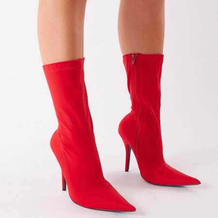 Danger Pointy Sock Boots in Red Stretch | Public Desire | Public Desire US