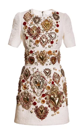 DOLCE&GABBANA : SS2015 Sacred Heart Embellished Short Sleeve Brocade Dress | Sumally
