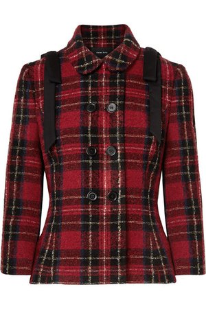 Simone Rocha | Bow-embellished tartan tweed jacket | NET-A-PORTER.COM